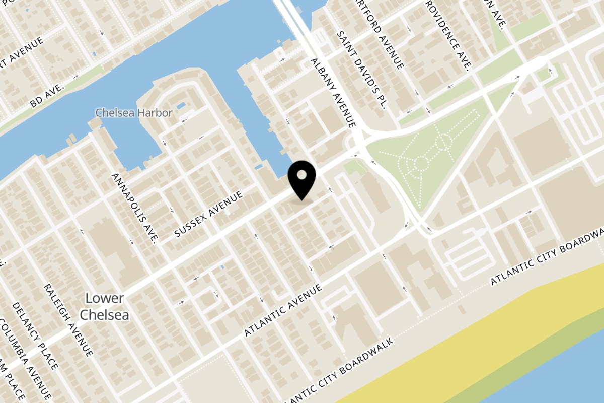 Map showing the location of Mexico Restaurant & Bar on 3810 Ventnor Ave in Atlantic City